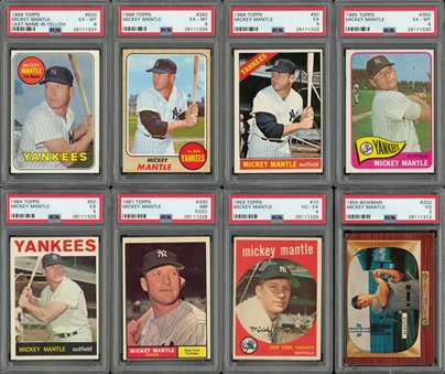 1955-1969 Topps and Bowman Mickey Mantle PSA-Graded Collection (8 Different) 